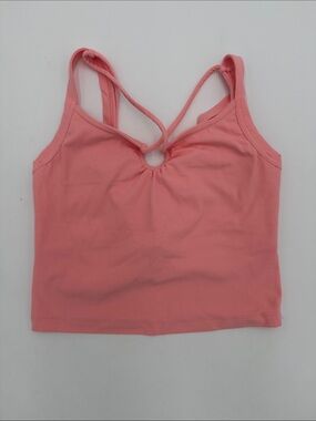 Pink Ring-Front Strappy Crop Tank